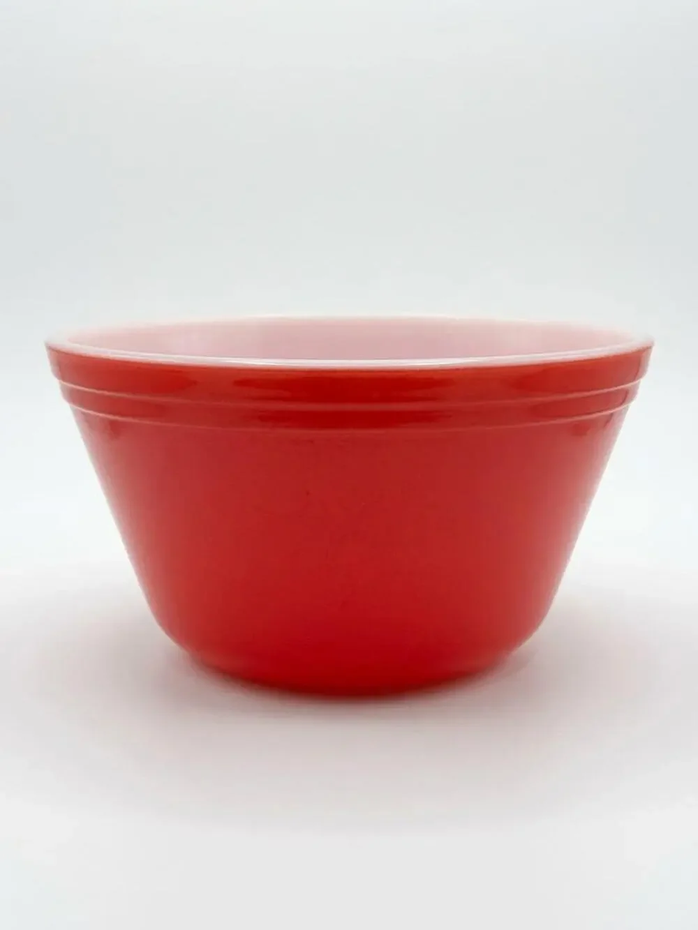 Vintage Pyrex Mixing Bowl Red Exterior Pink Interior #403 2.5 Quart Nesting Bowl